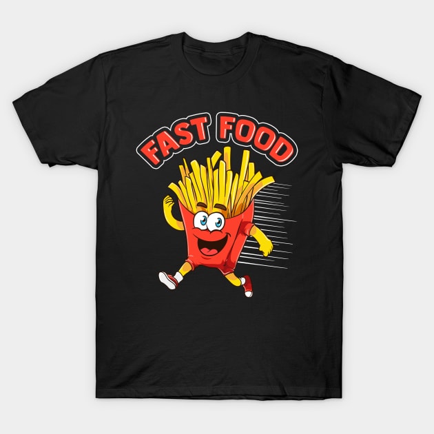 Cute & Funny Fast Food Running French Fries Joke T-Shirt by theperfectpresents